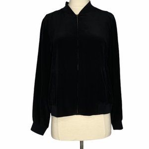 EILEEN FISHER Black Silk Bomber Jacket S